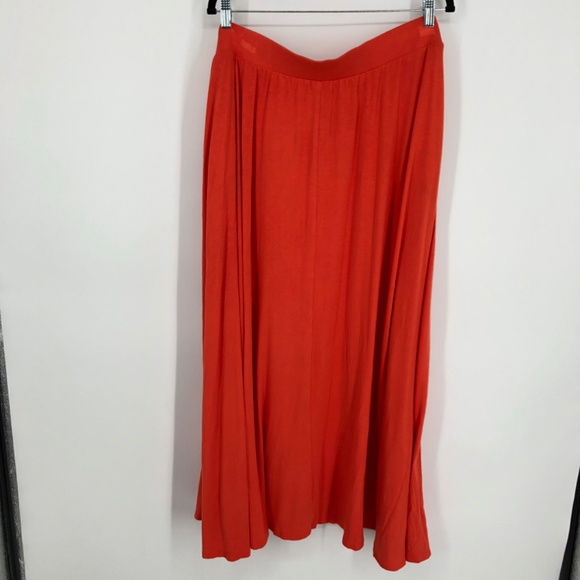 Ava & Viv Maxi Skirt Size 2X Orange Pull On Stretch Tie Waist Pockets - Picture 6 of 10